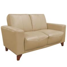 Sofá 2 Lugares Sala de Estar Recepção 145cm Russia Couro Bege G40 - Gran Belo