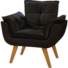 Poltrona Decorativa Opala Suede Preto - Dora Bela, Preto