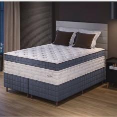 Cama Box Queen 158x198x78 com Colchão Molas Ensacadas Duplo Molejo Chile Yescasa Azul