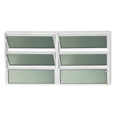 Janela De Aluminio Basculante 2 Seções Plus Vidro Boreal 60cm X 120cm Brimak Branco