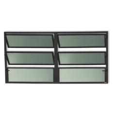 Janela De Aluminio Basculante 2 Seções Plus Vidro Boreal 60cm X 120cm Brimak Preto