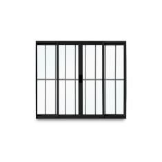 Janela De Correr Abertura Central Exclusiva 4 Folhas Grade Vidro Liso 100x120cm Crv Portas E Janelas Preto