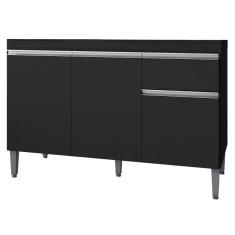 Balcao Para Pia 118 Cm 3 Portas Tatiane Preto Reajl Preto