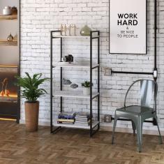 Estante Multiuso 146Cmx60Cm Com 4 Prateleiras Kuadra Compace Branco Chess