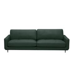 Sofá Decorativo Isaac 4 Lugares Sala De Estar 270cm Pés Em Aço Couro Verde Musgo