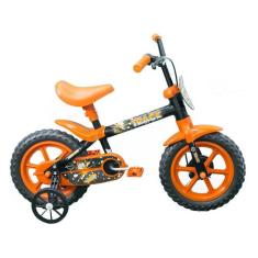 Bicicleta Aro 12 Infantil Track Bikes Arco Iris Preto e Laranja com Ro