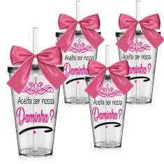 Kit 4 Copos Convite Personalizado Para Daminha Acrílico