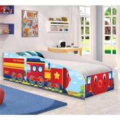 Cama Infantil Premium Kids Trem Piuí Express Com Colchão