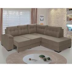 sofá de canto retrátil holanda tecido suede pluma castor - Sofá Casa