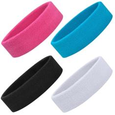 ONUPGO Pacote com 4 faixas de cabelo esportivas para homens e mulheres, faixa de algodão felpudo faixa de suor para tênis, basquete, futebol, academia, malhar - elasticidade que absorve a umidade