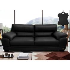 Sofá de Couro Legítimo 3 Lugares 2,26m Cama Inbox Don Arturo Preto
