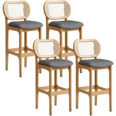 Kit 04 Banquetas Altas Para Cozinha Bancada Sala Tela Betta Fixa L02 L