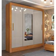 Guarda Roupa Valência com Espelho 3 Portas 4 Gavetas Tcil Móveis Cinam