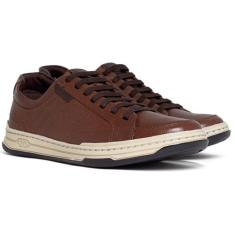 Tênis Masculino Democrata Denim Jay Casual Couro Cadarço Elástico Conf