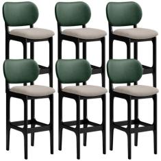 Kit 6 Banquetas Alta Bar Cozinha Sala Jantar Betta L02 Preto Facto Ver