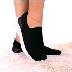 Tênis Meia Básico Casual Feminino Calce Facil - Anabe Calçados, Preto,