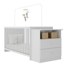 Berço Cômoda Com Colchão Incluso Meu Bebê Multimóveis Fg4013 Branco