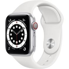 Apple Watch Series 6 40mm Caixa Prateada e Pulseira Branca Esportiva