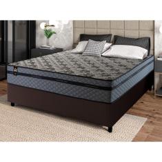 Conjunto Cama Box c/ Molas Ensacadas Montreal Cinza Casal 138x188x64