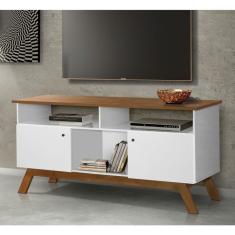 Rack Amsterdã Branco e Mel 140 cm