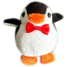 Pinguim De Pelucia Preto Chaveiro Com Gravata Fofo - 9cm