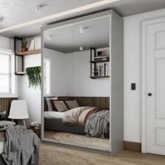 Guarda-roupa Solteiro 100% Mdf Bp com 2 Portas de Espelho Geneve Urbi