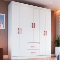 Guarda-Roupa de Solteiro Montevidéu 6 Portas 2 Gavetas Branco - Doripel