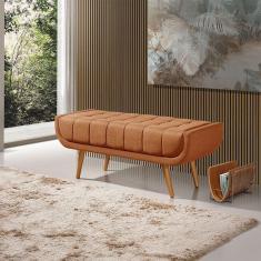 Recamier França 1,50m Com Base Madeira Linho Sofatec Tijolo