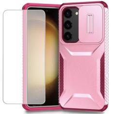 Ueokeird Capa para Galaxy S23, capa para Samsung S23 SM-S911U com protetor de tela de vidro temperado e capa para câmera deslizante, antiderrapante, resistente, à prova de choque, para Samsung Galaxy