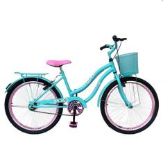 Bicicleta Aro 24 Feminina Jady Cecy Menina Com Cestinha Freio V Brake 
