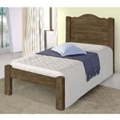 Cama De Solteiro Thalia Castanho Wood- Cambel Móveis Wood