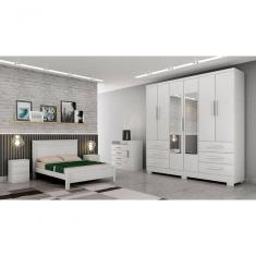 Guarda Roupa Solteiro Com Espelho Com Pés 6 Portas 6 Gavetas Encant-branco Móveis Novo Horizonte