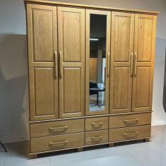 Guarda-roupa Bipartido 5 Portas 6 Gavetas Ouro Freijó