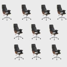 Kit 10 Cadeiras de Escritório Presidente Giratória Corino Coimbra