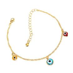 Pulseira Olho Grego Turco Colorido Folheado Ouro 18k - Milena Folheado