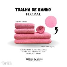 Jogo De Toalha De Banho E Rosto 5 Peças Briza - Floral Rosa