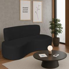 Sofá Curvo 3 Lugares Amsterdã 180cm Bouclé Cor Preto