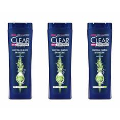 Kit C/03 Clear Men Anticaspa Controle Coceira Shampoo 400ml