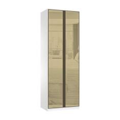 Guarda Roupa Modulado 2 Portas 3 Gavetas 80cm Prime com Vidro Reflecta Bronze Luciane Móveis