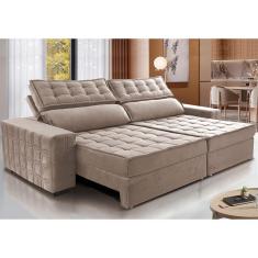Sofá Retrátil e Reclinável 2,35m Cama inBox Big Star. com SoftGel D40 Velupluma