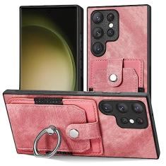 Carteira com slot para cartão capa de telefone para Samsung Galaxy S21 S20 FE S23 S21 Ultra Plus magnético suporte para anel de dedo capa de couro, rosa, para Galaxy A34 5G
