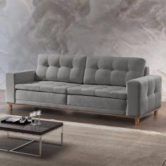 Sofá 4 Lugares 230cm Molas Ensacadas D-33 Linho Braúna Paropas by Ecosono Cinza