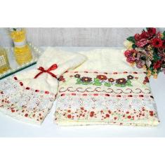 Jogo de Toalhas Bordadas Rosto e Mão - Betânia