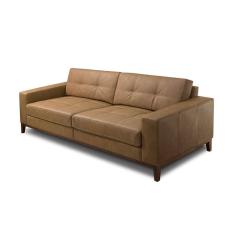 sofá 3 lugares barone molas ensacadas couro marrom 210 cm