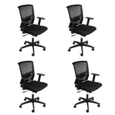 Kit 4 Cadeiras para Escritório Diretor com Nr17 Tóquio 3329 Preto Preto Preto