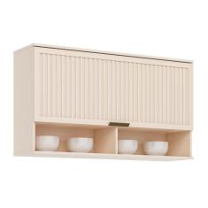 Armário de Cozinha Modulado Aéreo p/ Connect c/1 Porta Basculante Ripada 120cm Off White - Henn