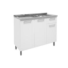 Gabinete de Cozinha Modulado c/Pia Múltipla 6013 c/ 3 Portas e 1 Gaveta Branco - Bertolini