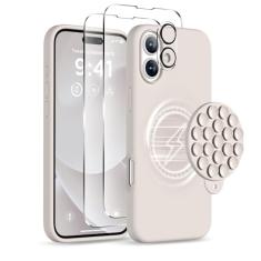 COFFKER Capa magnética para iPhone 16 Plus, compatível com Magsafe, suporte de telefone com ventosa - 2 protetores de tela - protetor de lente da câmera, capa protetora de silicone à prova de choque