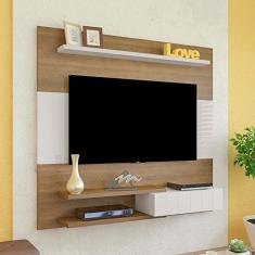 Painel com suporte para TV até 50" com porta basculante MONZA cor Pinho com Off White - Artely