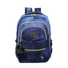 Mochila Feminina Juvenil Notebook Escolar Pompom Coração - Plat1